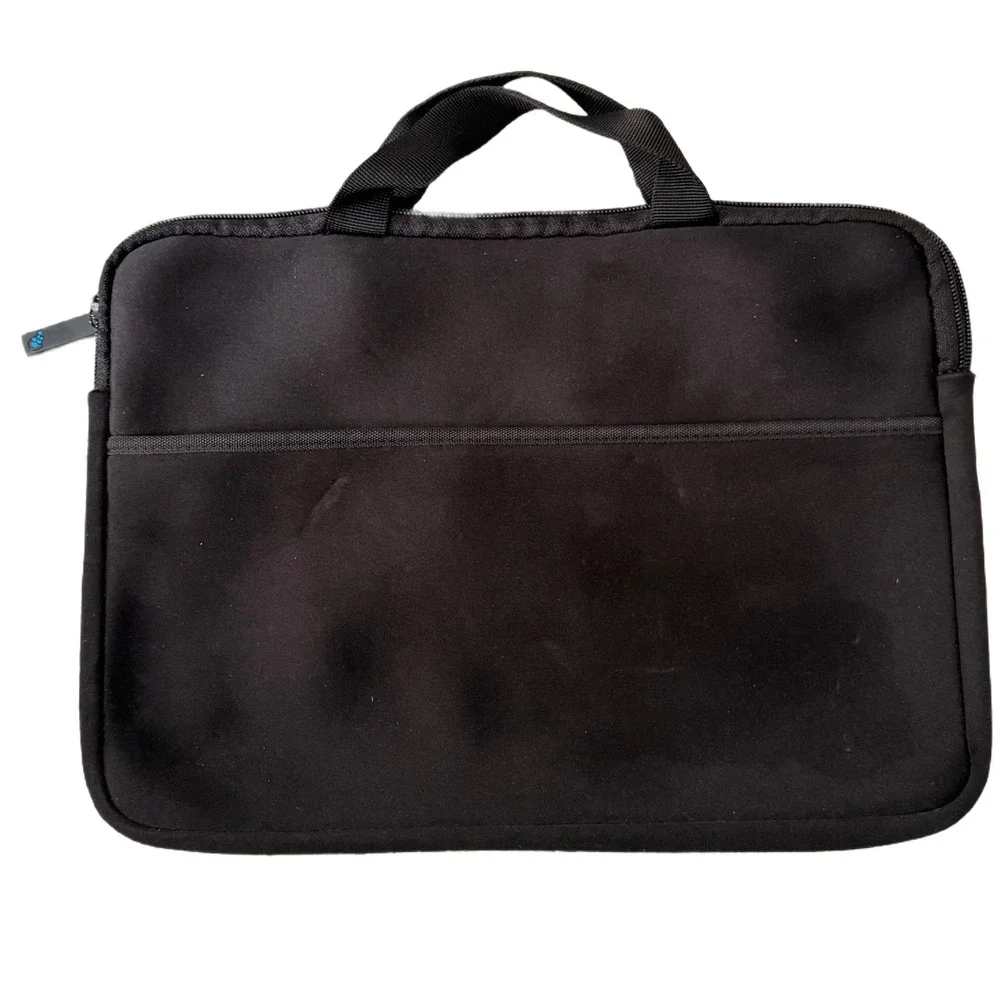 Black Neoprene Laptop Sleeve Case Bag‎ with Handles and Zipper